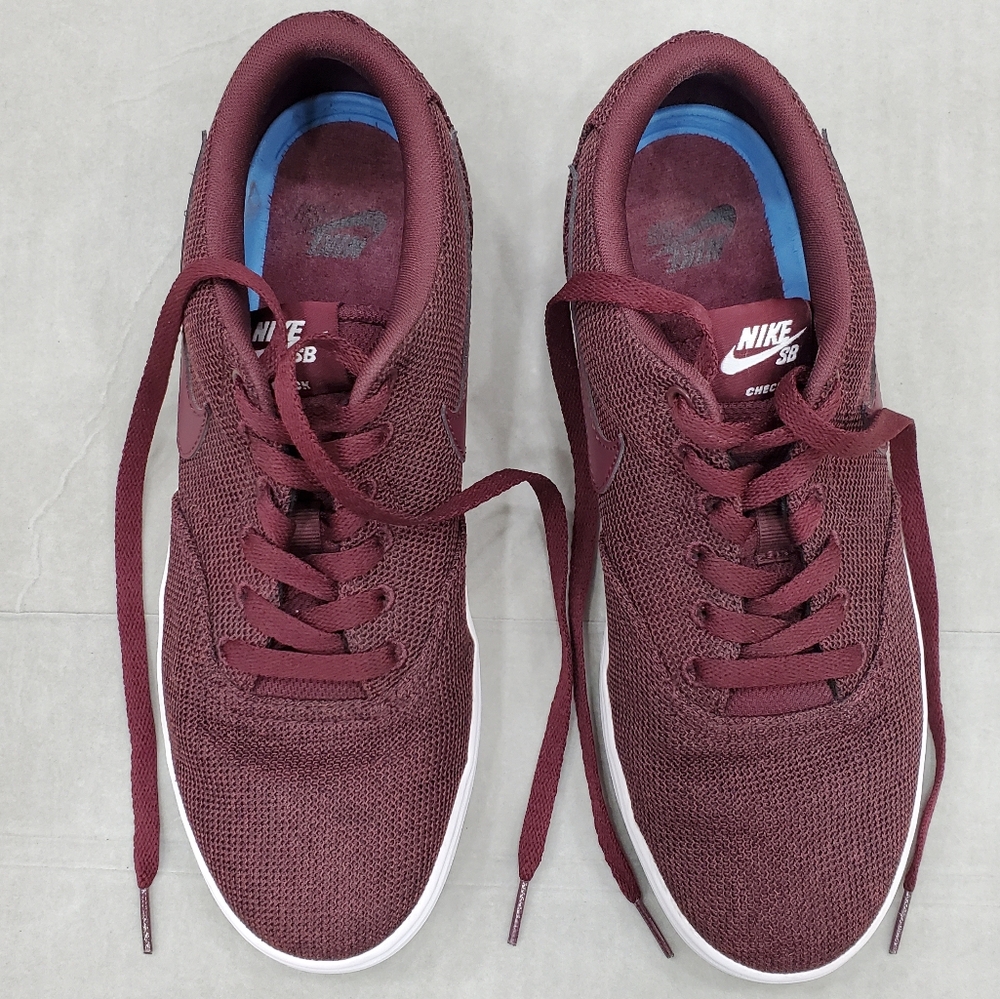 Nike SB Check sneakers women's size 9 burgundy knit fabric SolarSoft insole - Picture 2 of 15